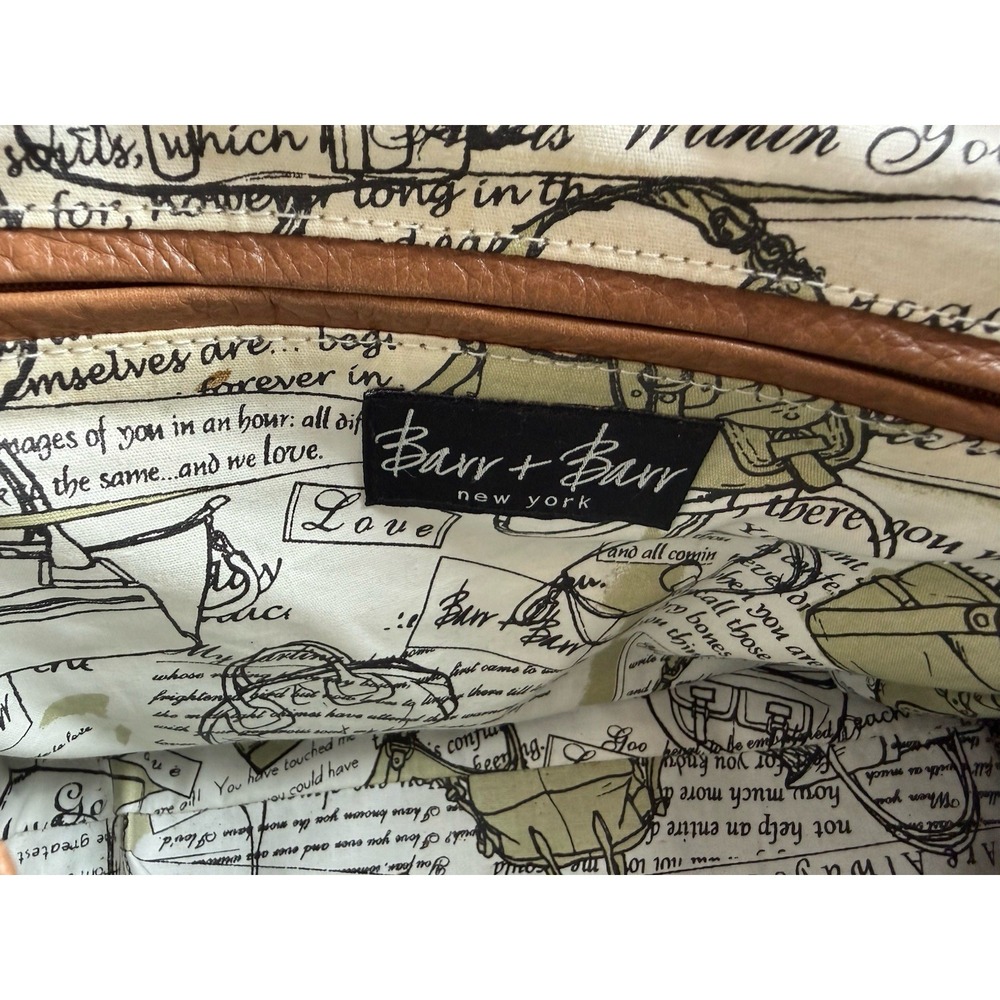 Vintage Y2K Barr + Barr New York Brown Leather Floral Slouchy Hobo Shoulder Bag - Picture 10 of 16